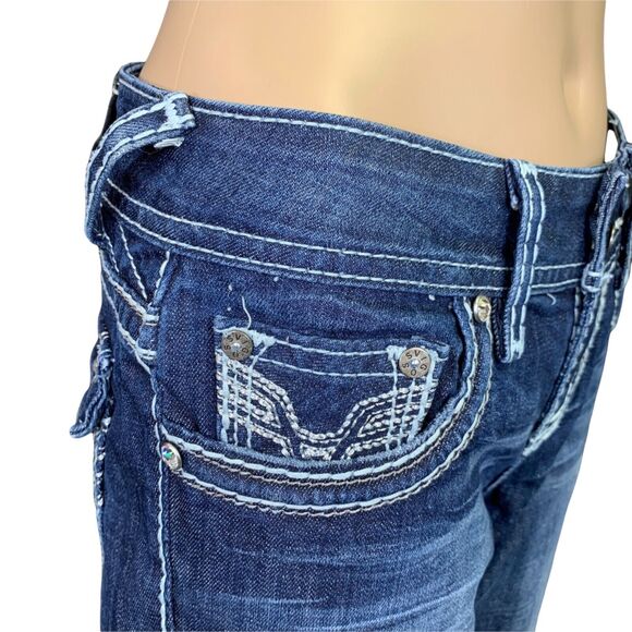 Vigoss Womens Skinny Denim Blue Jeans Dark Wash Embroidered Jeweled Size 1 26 - Picture 4 of 16